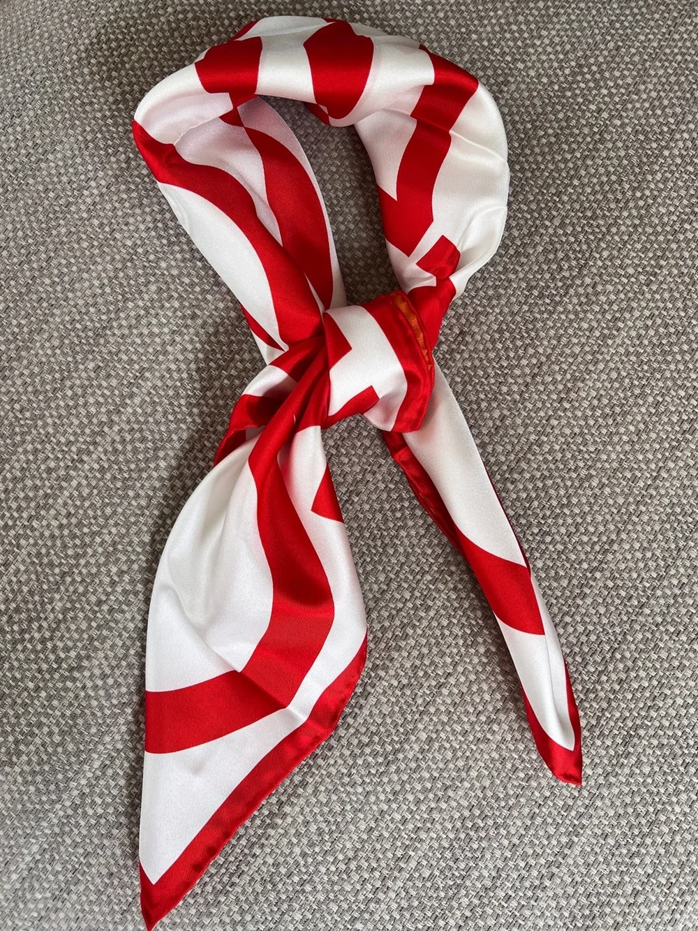 Salvatore Ferragamo Gancini Logo Print Authentic Silk Scarf – Red & White